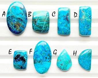Selected Blue Shattuckite Cabochon Loose Gemstone For Jewelry Making, AAA+ Natural Blue Shattuckite Cabochon For  Wire Wrap -  25699-25706