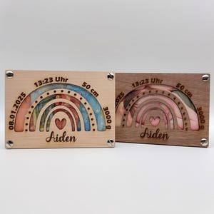 Personalisiertes Geldgeschenk zur Geburt | individualisierte Geschenkkarte aus Holz | Geldgeschenk Verpackung | Bilderrahmen, personalisiert