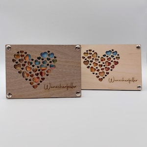 Geldgeschenk | Geschenkkarte aus Holz | Wunscherfüller | Herz | Geldgeschenk Verpackung | Geschenkverpackung | Kleinigkeit für jeden Anlass