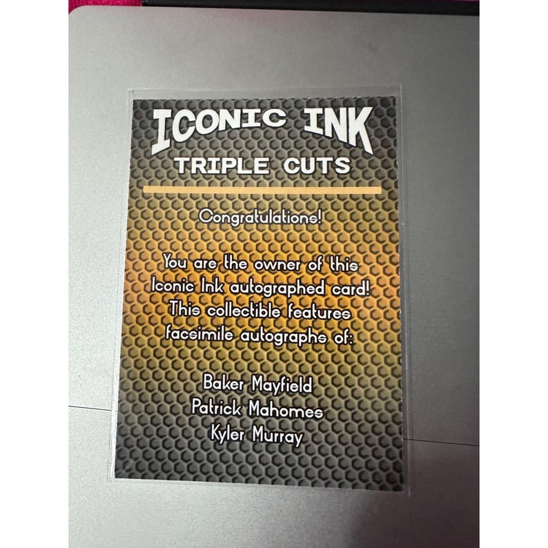 Iconic Ink Autographs In 2016, Iconic Ink Triple Cuts Facsimile Card Baker Mayfield/patrick ...