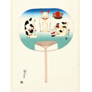 Double gauze hand towel, Ukiyoe by Kuniyoshi, Kagami Uchiwa