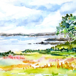 Bailey Island, Harpswell, Maine, Watercolor 4X6&quot; Giclee Print in a 5X7&quot; Matte. Maine art.