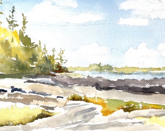 Watercolor of Orrs Island, Harpswell, Maine.  Fine Art Print