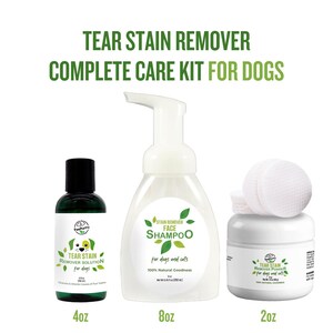 Puede incluir: Un kit completo para eliminar las manchas de l&aacute;grimas en perros, que incluye una botella de 118 ml de soluci&oacute;n para eliminar las manchas de l&aacute;grimas, una botella de 237 ml de champ&uacute; facial y un tarro de 59 ml de polvo para eliminar las manchas de l&aacute;grimas.