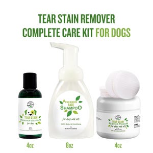 Puede incluir: Un kit completo de cuidado para perros y gatos para eliminar las manchas de l&aacute;grimas, que incluye una botella de 118 ml de soluci&oacute;n para eliminar las manchas de l&aacute;grimas, una botella de 237 ml de champ&uacute; para eliminar las manchas de l&aacute;grimas y un tarro de 118 ml de polvo para eliminar las manchas de l&aacute;grimas. El kit tambi&eacute;n incluye dos discos de algod&oacute;n.