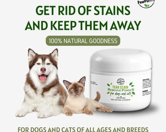 Tear Stain Remover Powder for Dogs & Cats Repels Tears and Absorbs Moisture