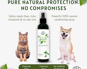 Acondicionador en aerosol repelente natural contra pulgas y garrapatas para mascotas: aroma cítrico herbal