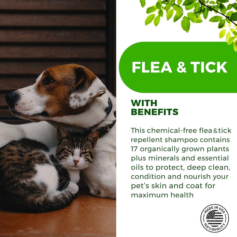 Natural Flea & Tick Shampoo and Spray by Pawpurity Repels Pests From