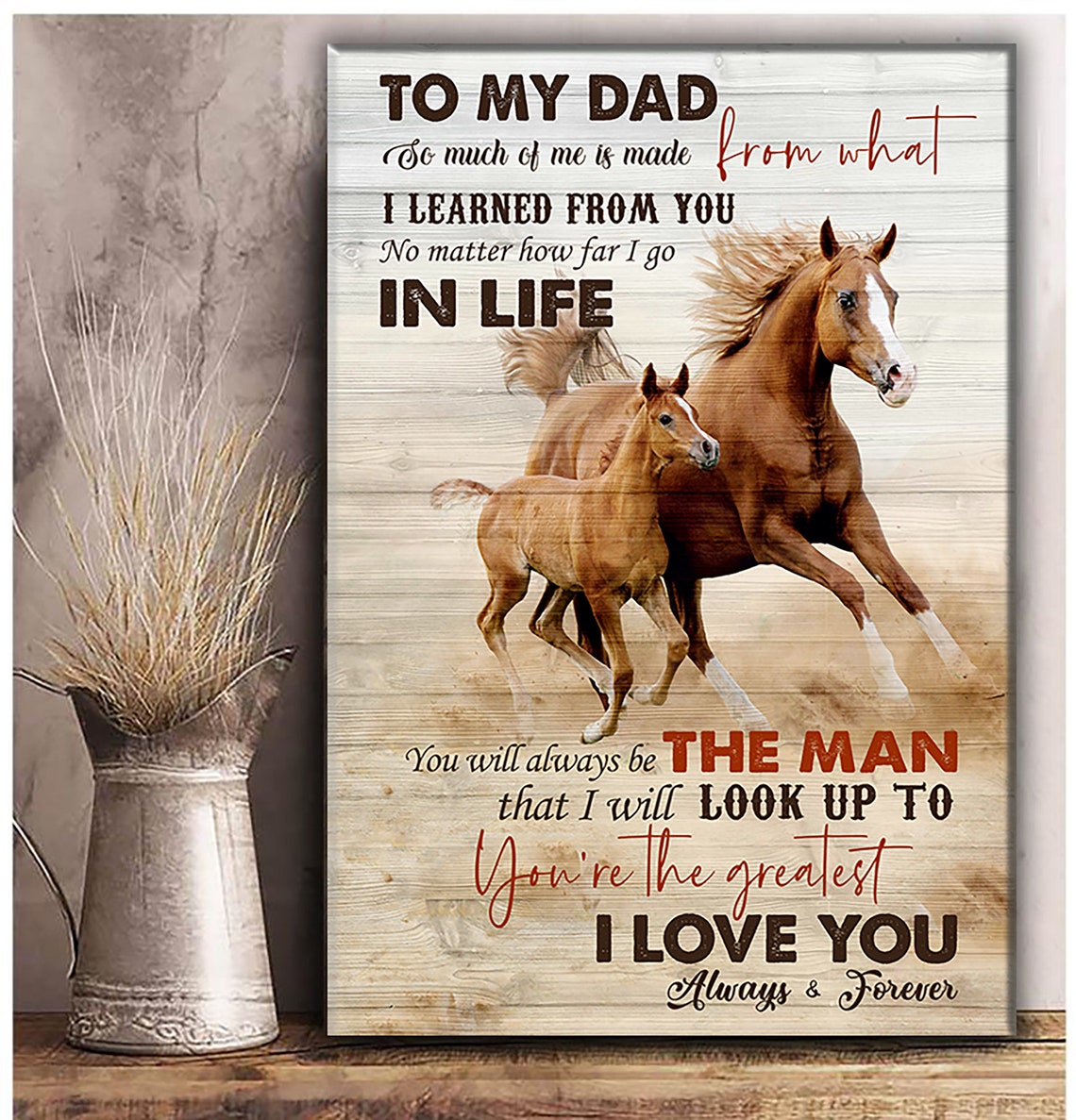 Father'S Day Dad Gift To My Dad Horse Dad Wall Art Print Etsy