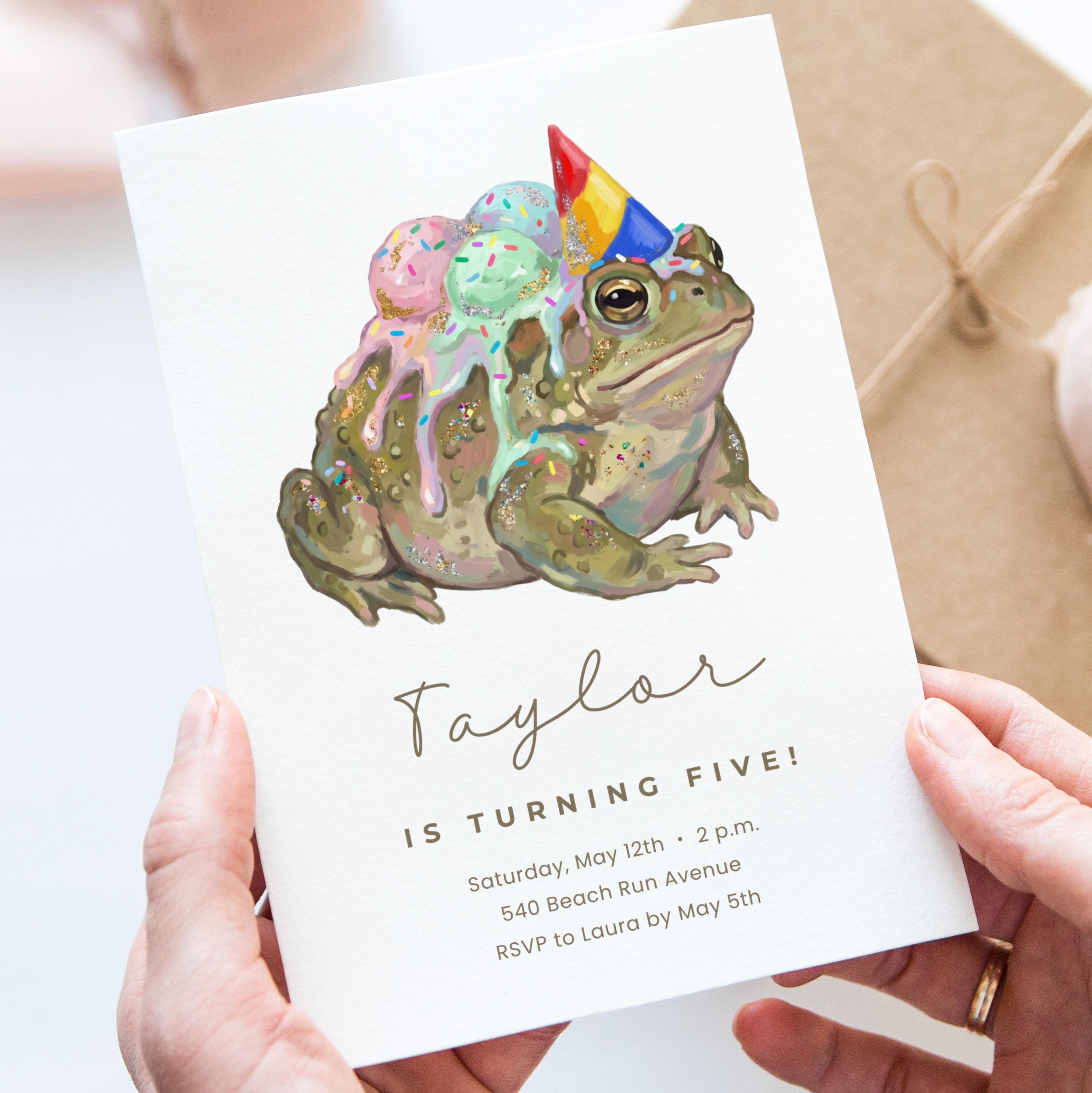 Frog Invite Frog Birthday Invitation Canva Template, Editable Kids Party Invite ...