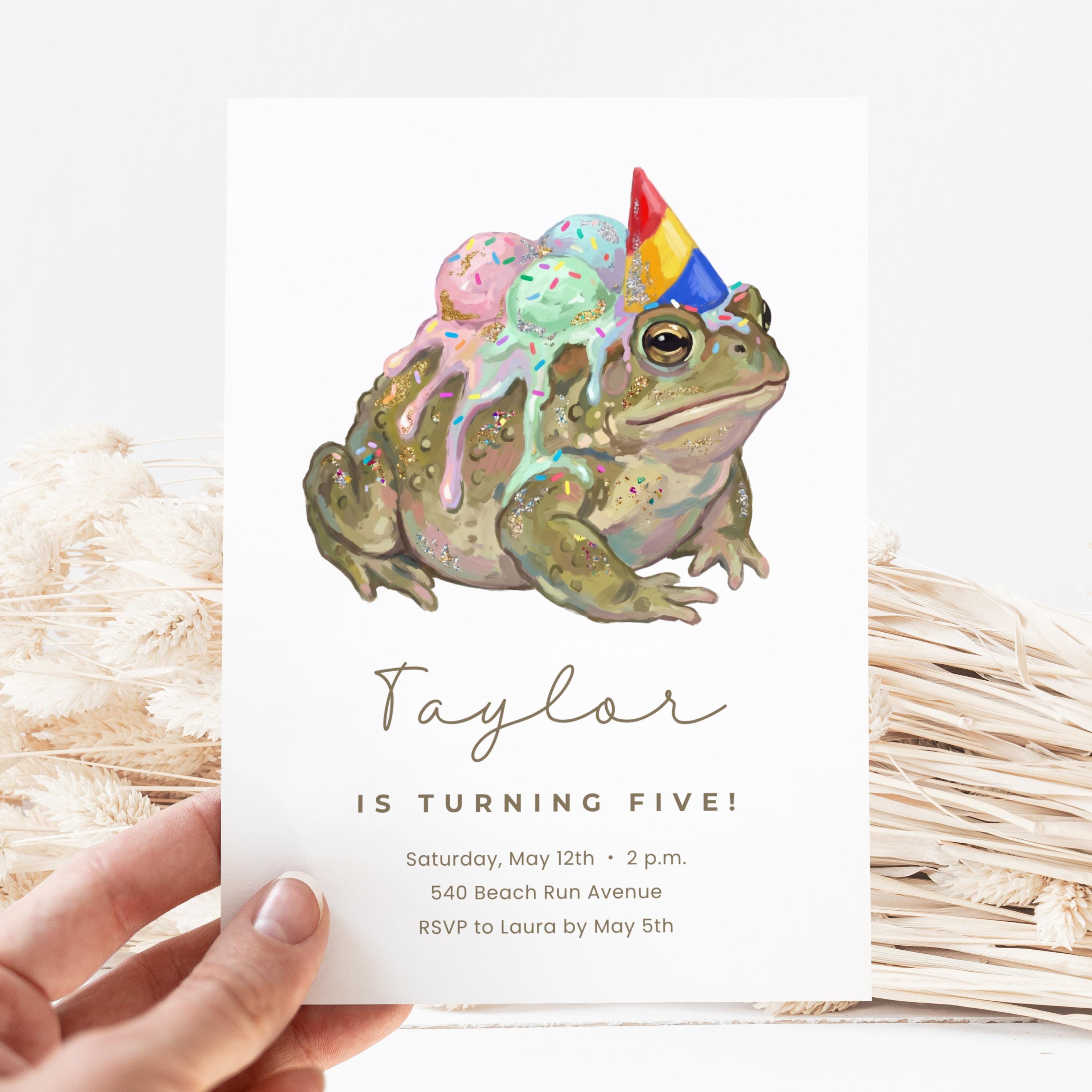 Frog Invite Frog Birthday Invitation Canva Template, Editable Kids Party Invite ...