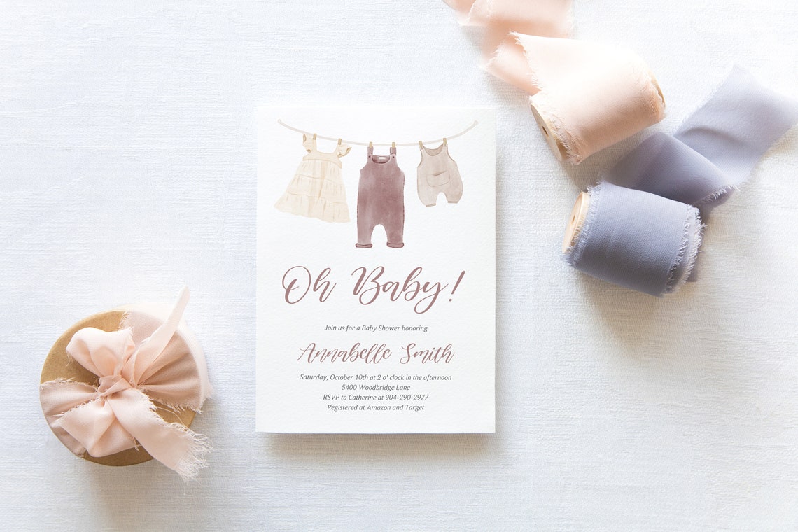 Boho Baby Clothesline Baby Shower Invite Printable Editable - Etsy