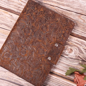Étui pour iPad 2025 en cuir marron gaufré pour iPad mini 2024 pour iPad Pro 12,9 2021 Fait main pour iPad Pro11 2021 Etui pour carte Fente pour carte - P0501