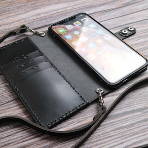 Crossbody strap Flip iPhone 15 Pro Max 15 Plus 15 14 Pro Max 13 Pro Max /12 wallet case leather Customized Men Folio Flip Leather Cover Case