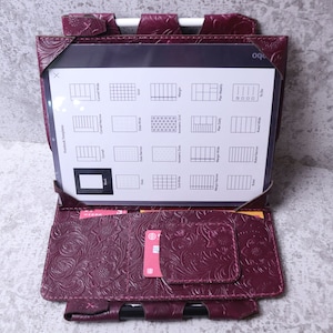Étui en cuir gaufré fabriqué à la main pour Kobo Elipsa 2E Organiseur à folio violet pour Kobo Clara 2E, double étui pour stylos Kobo Libra 2 11ARUKBLL