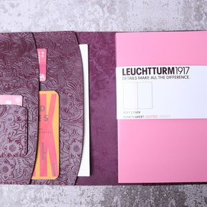Composición B5 Estuche de cuero repujado cuaderno Púrpura Portafolio Leuchtturm1917 MASTER CLASSIC SLIM A4 Doble receptáculo para bolígrafo Cubierta 11AYBLELL
