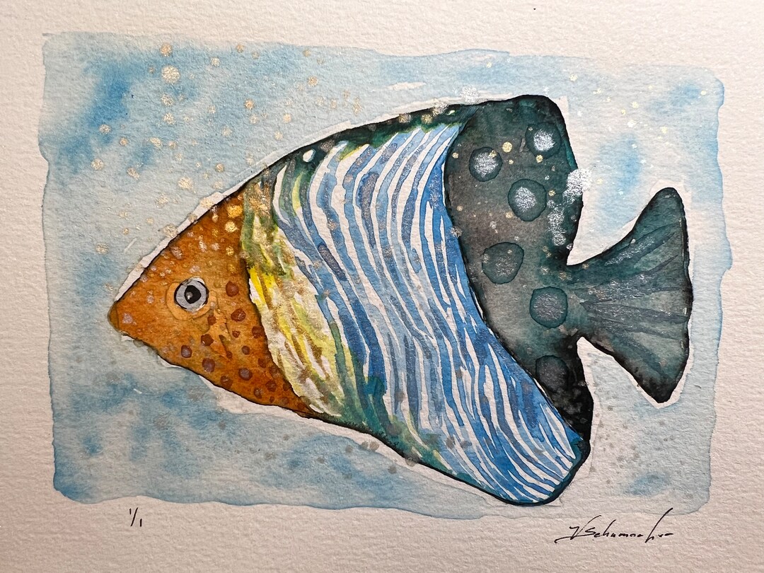 Handpainted, Tropical Fish, Bold Colors, Wall Art, Original Watercolor