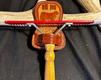 Custom leather cattle comb holder