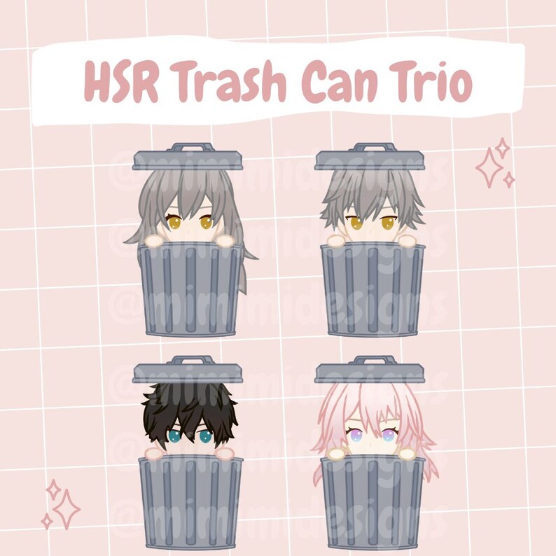 Honkai Star Rail Trash Can Trio Stickers Pack Etsy
