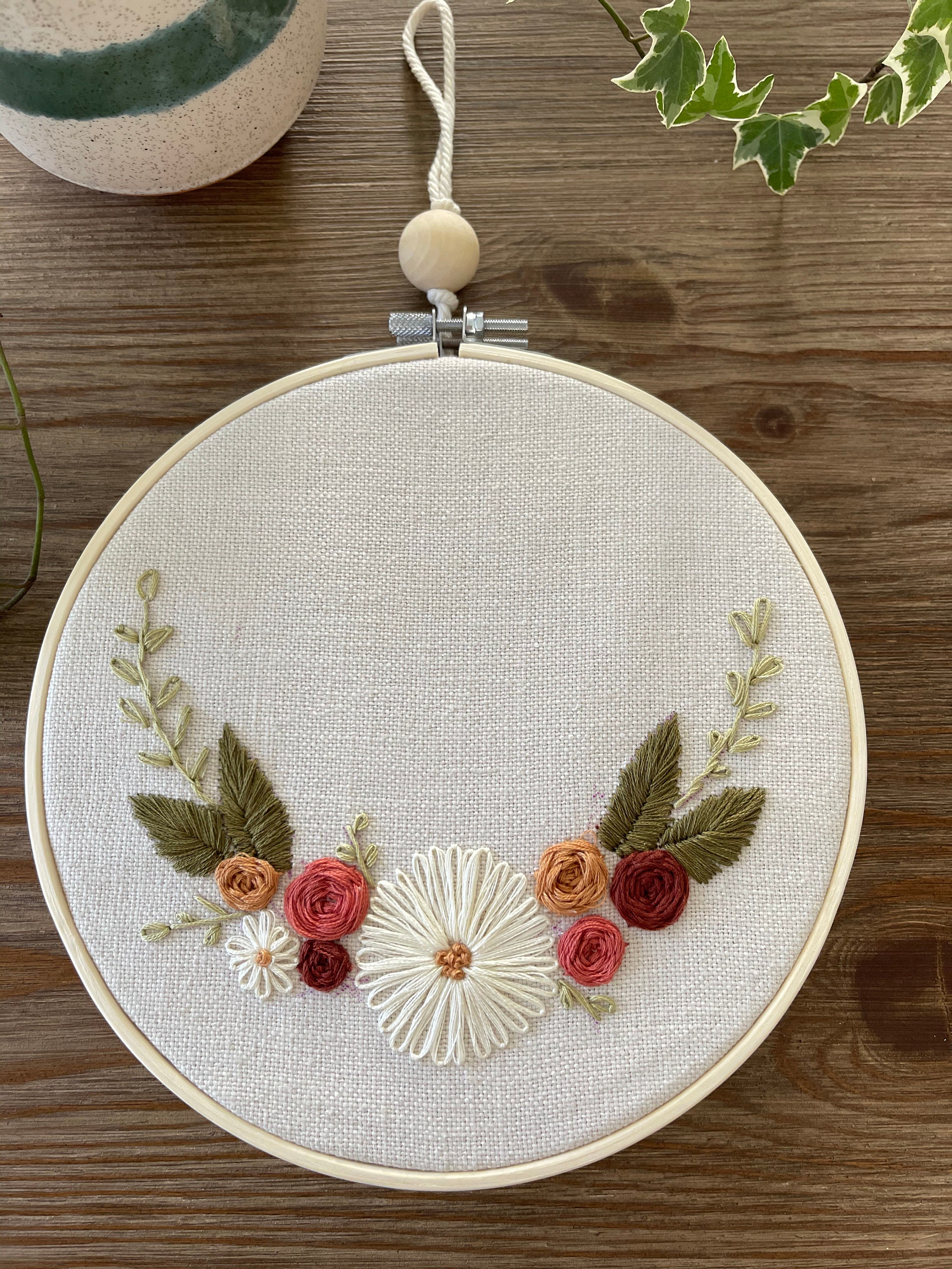 Embroidery crown of ecru flowers  etsy Embroidery crown of ecru flowers  etsy