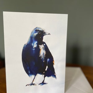 Carte de voeux corbeau A5 beaux-arts dessin à l'encre animal oiseau corbeau carte d'occasion célébration d'anniversaire