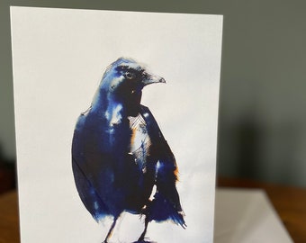 Crow Greeting Card A5 Fine Art Ink Drawing Animal Bird Raven Birthday Celebration Occasion Card