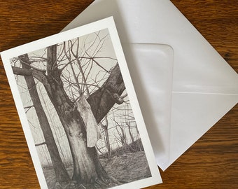 Tree Greeting Card A5 Fine Art Ink Drawing Forest Wood Birthday Celebration Occasion Card