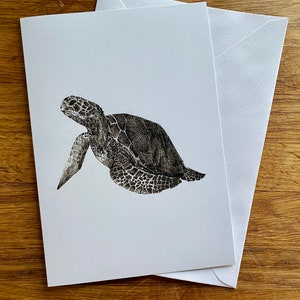 Dibujo de bellas artes de la tarjeta de tortuga marina