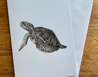 Sea Turtle card fine art drawing