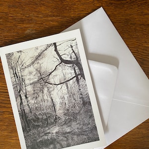 Tarjeta de felicitación de árbol A5 tinta de bellas artes dibujo bosque bosque cumpleaños celebración tarjeta de celebración