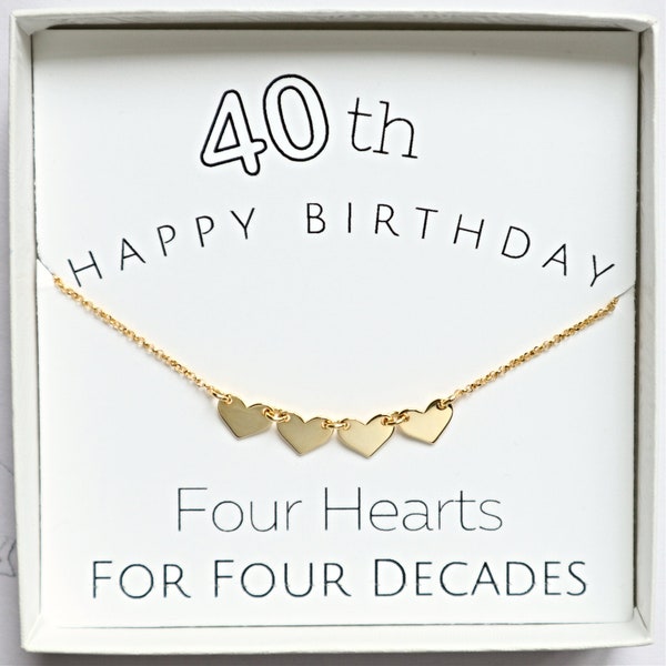 40th Birthday Gift for Women, 4 Decades Necklace, 40th Birthday Necklace, Mom 40th friend, sister, daughter, Sterling Silver, Rose Gold