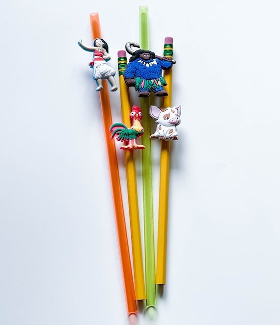 4 PCS Pencil Toppers, Straw Buddies, Pencil Buddies. Inspired Straw Charms,  Pen Decoration