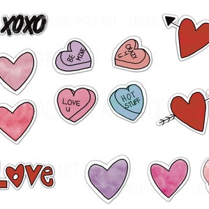 Digital Valentine&#39;s Day Stickers for Digital Planner, GoodNotes