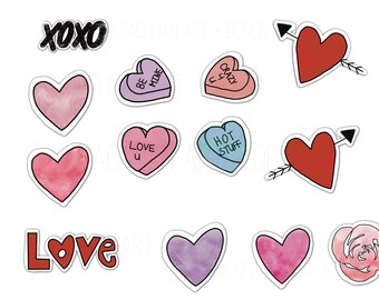 Pegatinas digitales del Día de San Valentín para Digital Planner, GoodNotes