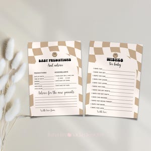 Carte de prédictions de bébé, jeux de baby shower, conseils et souhaits pour les futurs parents, baby shower de visage souriant, ensemble de baby shower A Little Dude ALD7