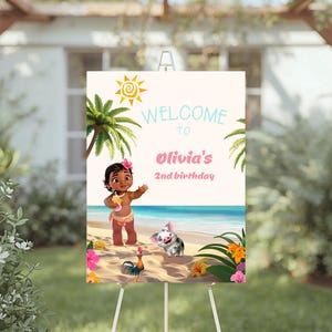 Moana 2 Welcome Sign, Editable 2nd Birthday Party Poster Template 326 image 2