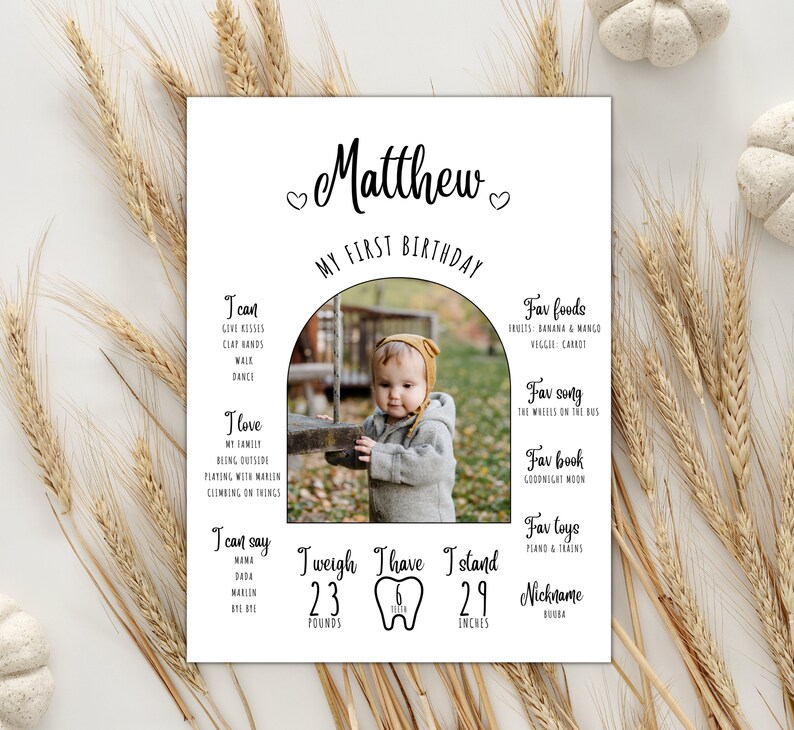 Printable Baby's First Year Milestone Board Template Minimalist First ...