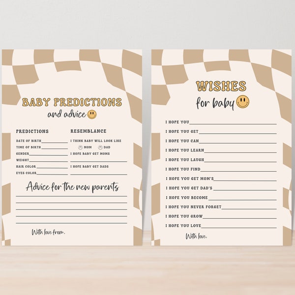 Baby Predictions Card, Baby Shower Games, Advice and Wishes for Parents To Be, Baby Predictions and Advice, Smile Baby Shower