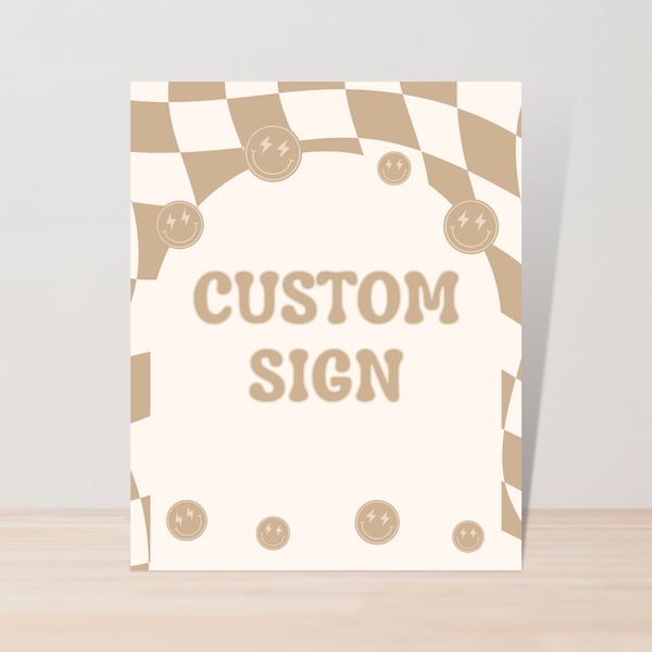 One Happy Dude Custom Sign, Checkered 1st Birthday Custom Sign, Editable Smile Face 1st birthday Custom Sign, One Happy Dude Invite Corjl 32