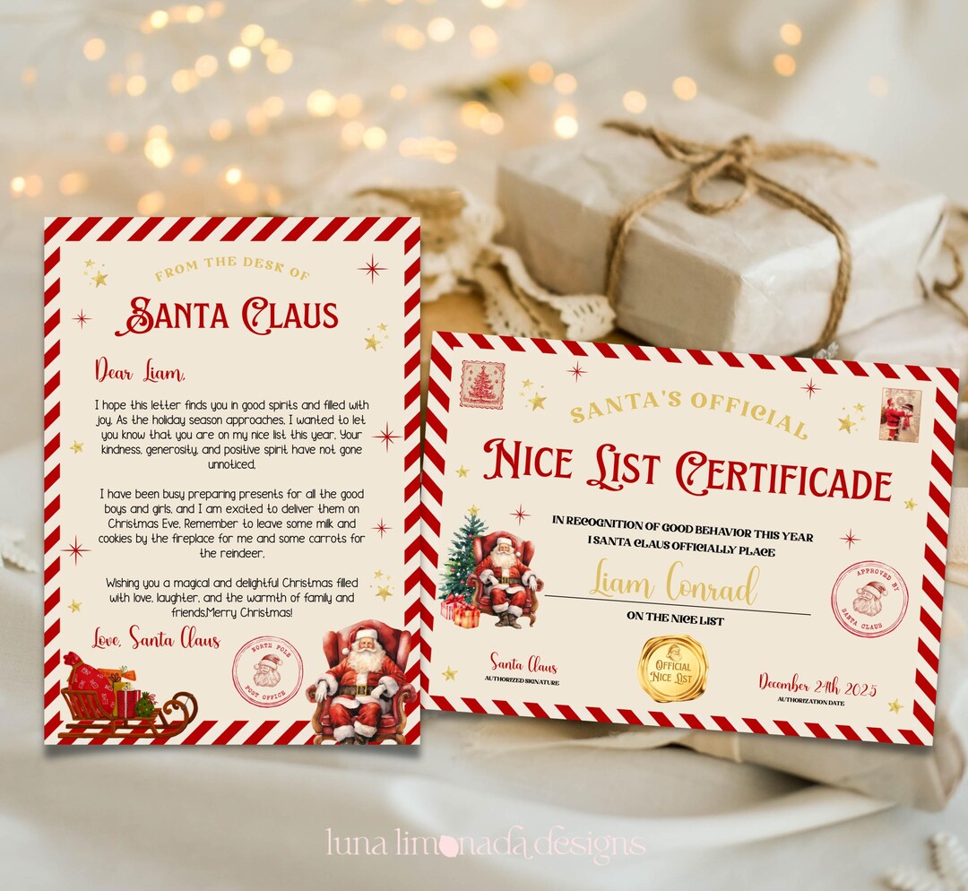 EDITABLE BUNDLE Approved Letter From Santa Approved Letter + Nice List ...