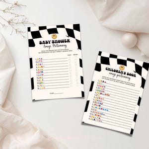 Little Dude babyshower uitnodigingsbundel zwart geruite uitnodiging retro set 109 ALD1 afbeelding 14