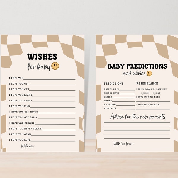 Baby Predictions Card, Baby Shower Games, Advice and Wishes for Parents To Be, A little Dude Baby Shower, Smile Face Baby Shower