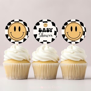 Little Dude babyshower uitnodigingsbundel zwart geruite uitnodiging retro set 109 ALD1 afbeelding 9