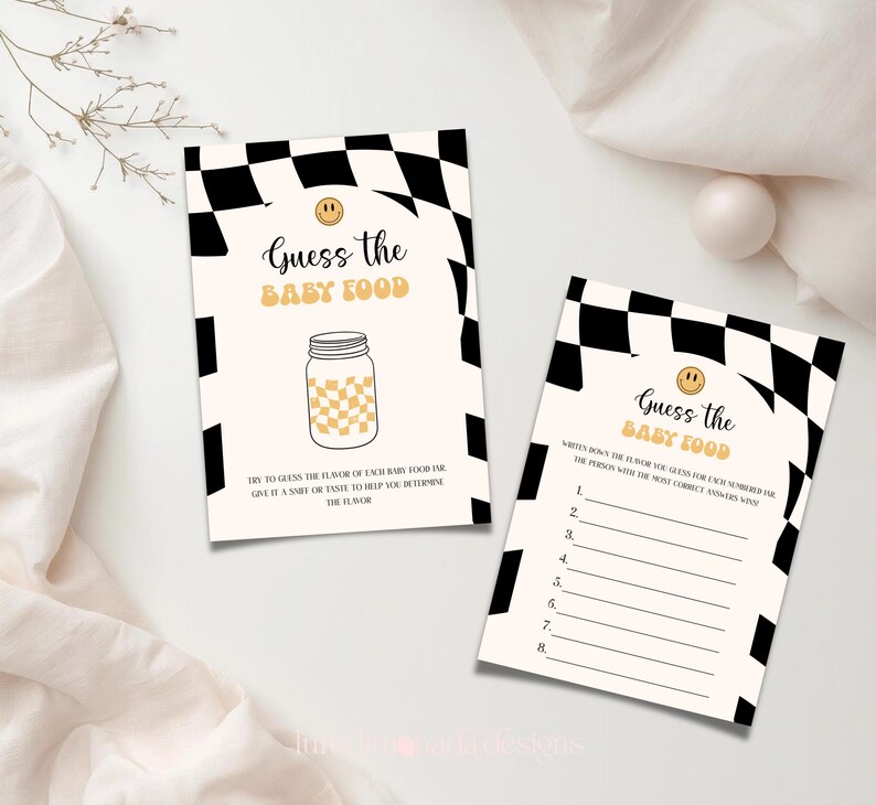 Little Dude babyshower uitnodigingsbundel zwart geruite uitnodiging retro set 109 ALD1 afbeelding 15