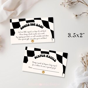 Little Dude babyshower uitnodigingsbundel zwart geruite uitnodiging retro set 109 ALD1 afbeelding 4