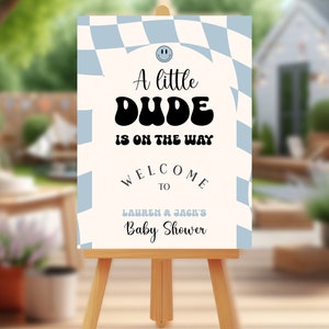 Little Dude Baby Shower-welkomstbord: geruite uitnodiging (digitale download) 62 ALD2