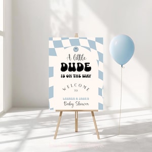 Little Dude Baby Shower-welkomstbord: geruite uitnodiging (digitale download) 62 ALD2