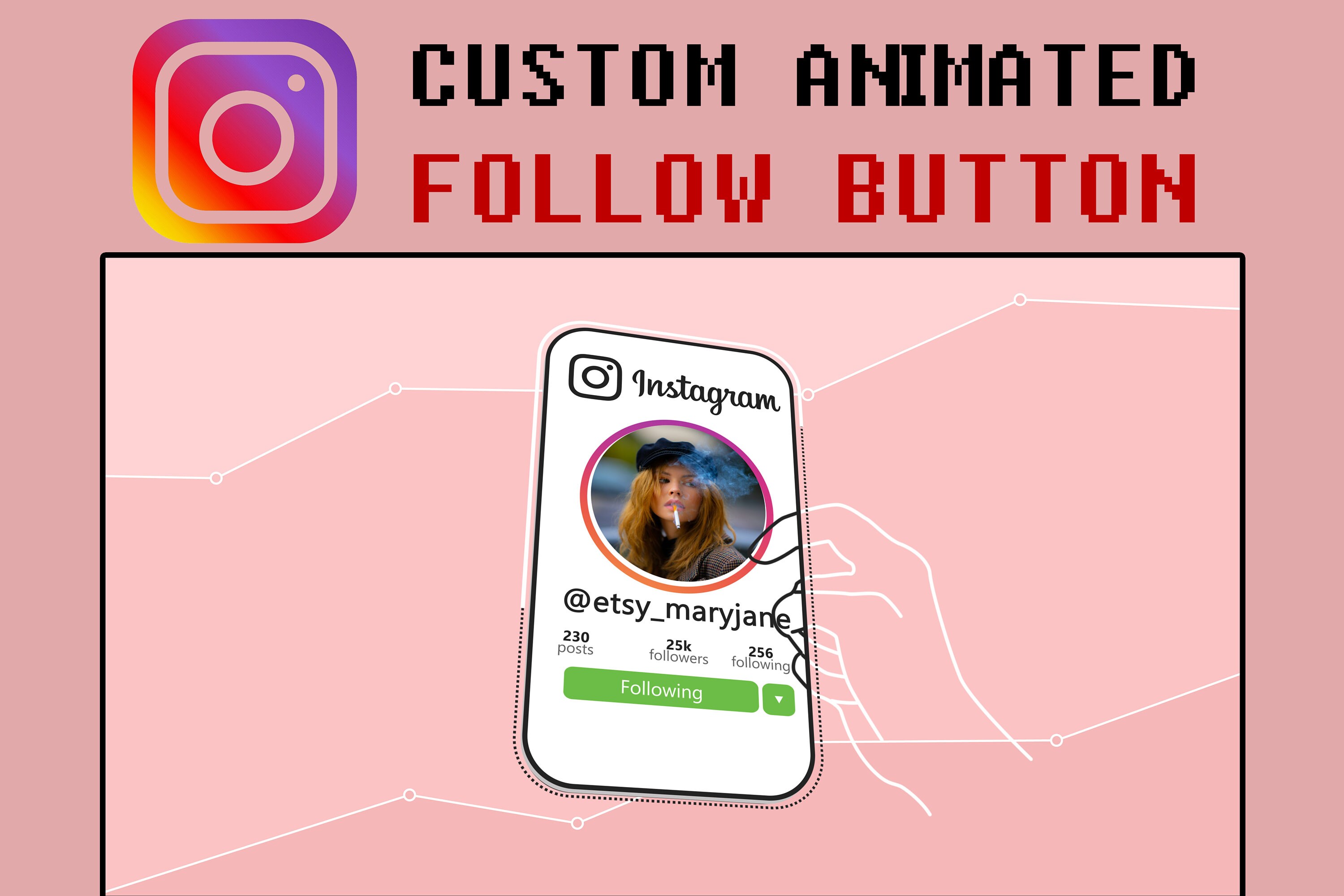Custom Animated Instagram Follow Button Overlay For Youtube Etsy Custom Animated Instagram Follow Button Overlay For Youtube Etsy