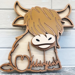 Whimsical Highland Cow Sign
