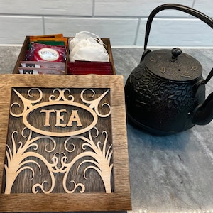 Wood Tea Bag Storage Box